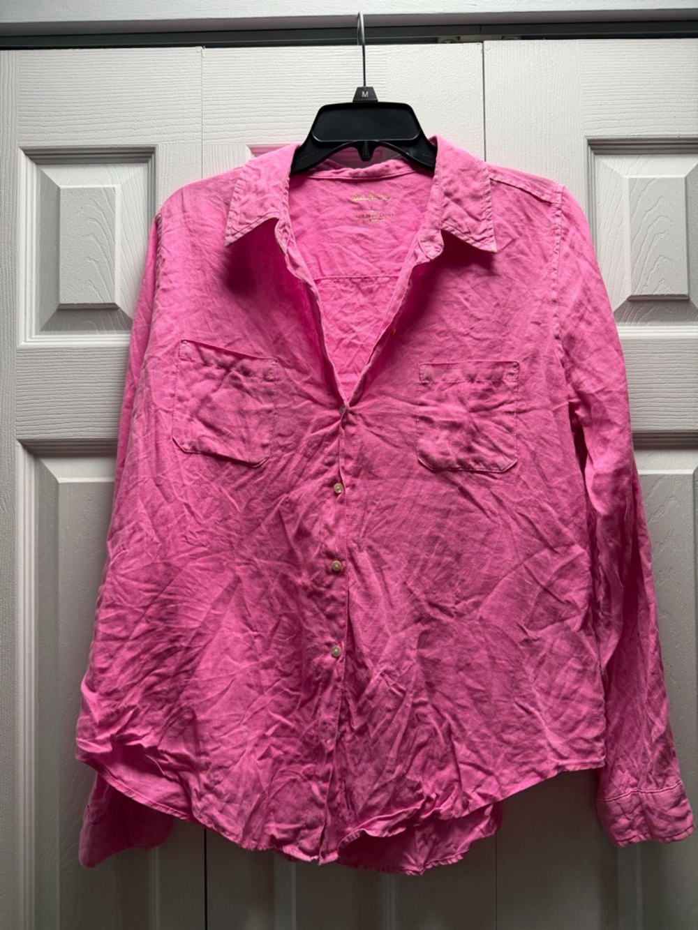Lilly Pulitzer Bright Pink Button-Down Long Sleeve Shirt